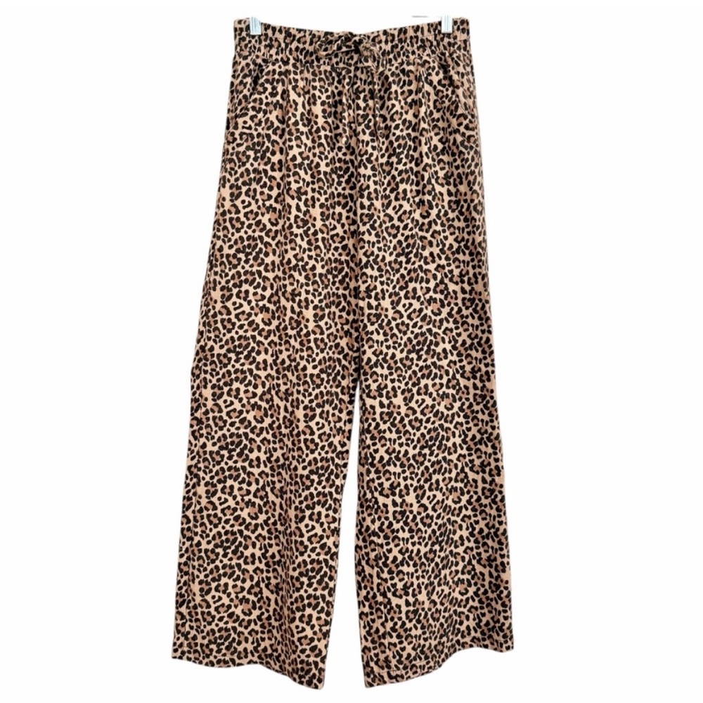 SIENNA SKY Leopard Print Wide Leg  Palazzo Pants Size Medium Casual Elastic